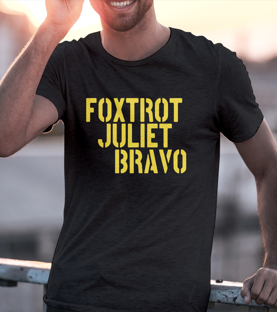 Foxtrot Juliet Bravo Military Style Yellow Text Longsleeve T-Shirt