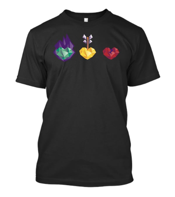 3 Lives Gem Hearts With Flame Arrow And Crack T-Shirt
