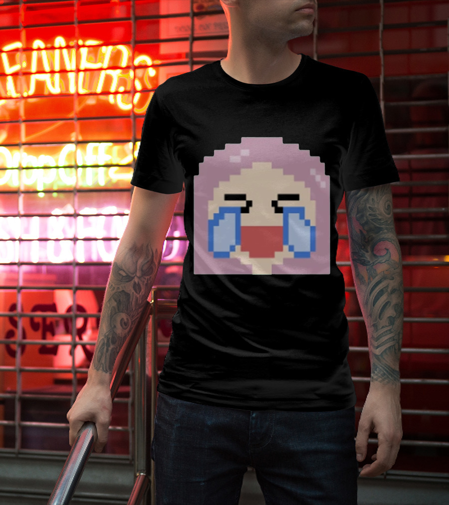 Fufambam Shop Pixel Art Crying Laughing Face T-Shirt