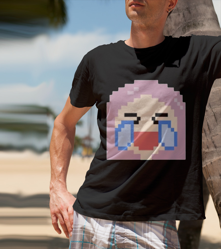 Fufambam Shop Pixel Art Crying Laughing Face T-Shirt