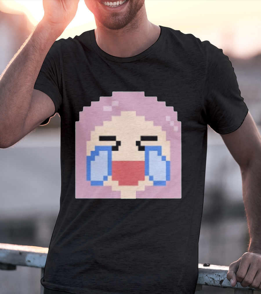 Fufambam Shop Pixel Art Crying Laughing Face T-Shirt
