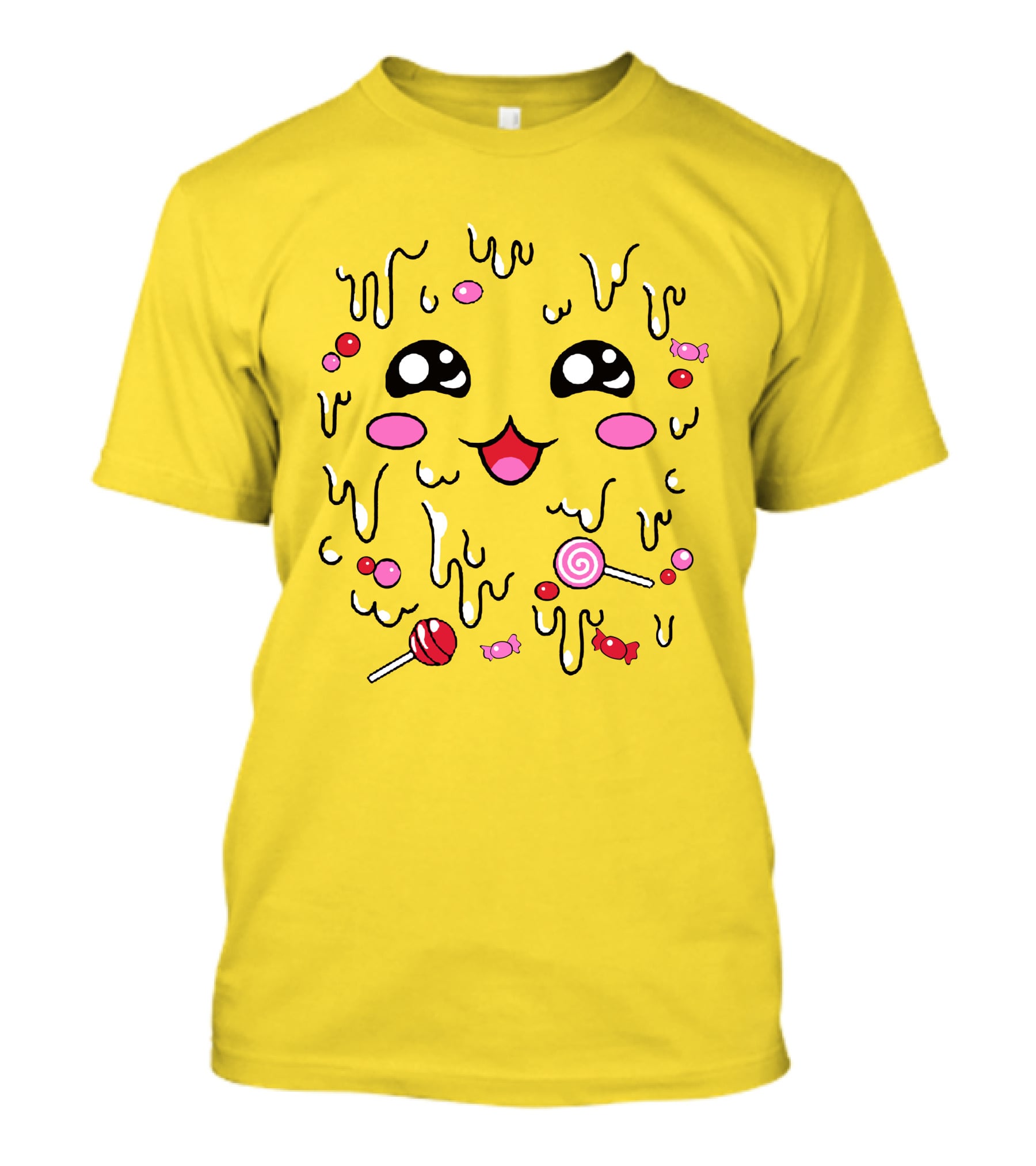 Newscapepro Merch Kawaii Candy Face With Lollipops And Sweets T-Shirt