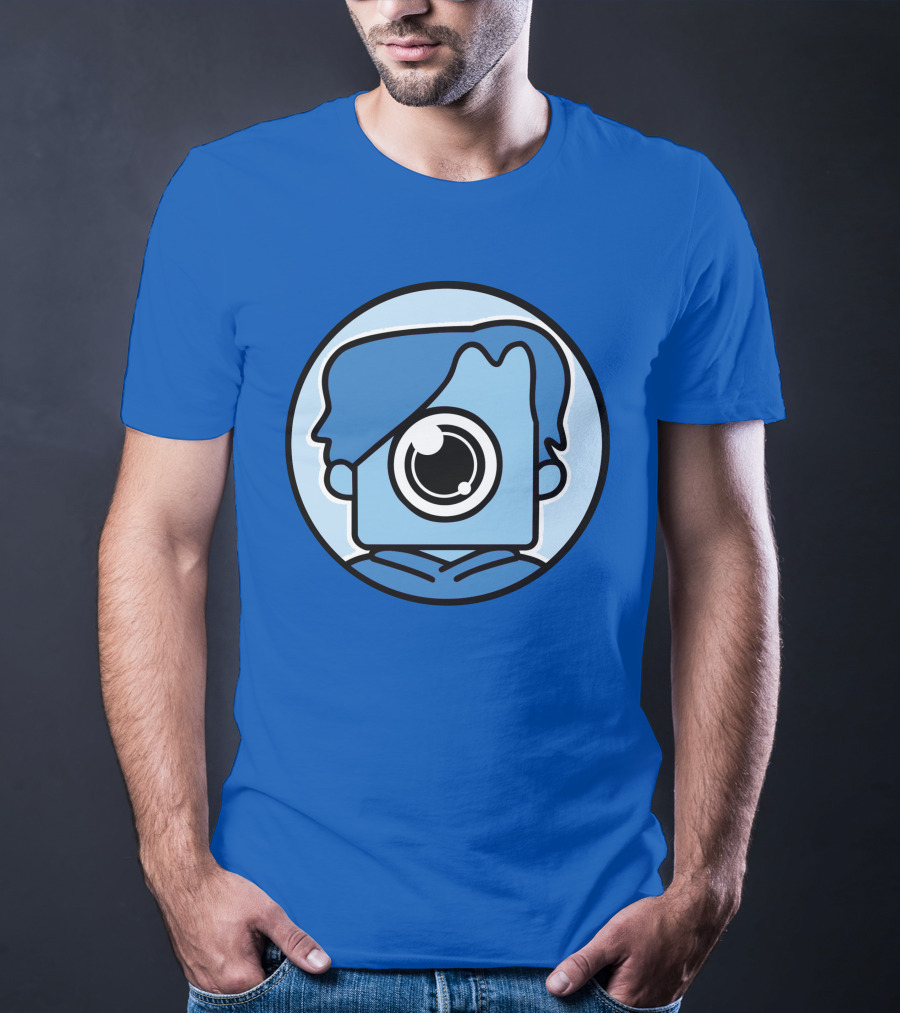 NewScapePro Blue Circle Cartoon Character With Camera Eye T-Shirt