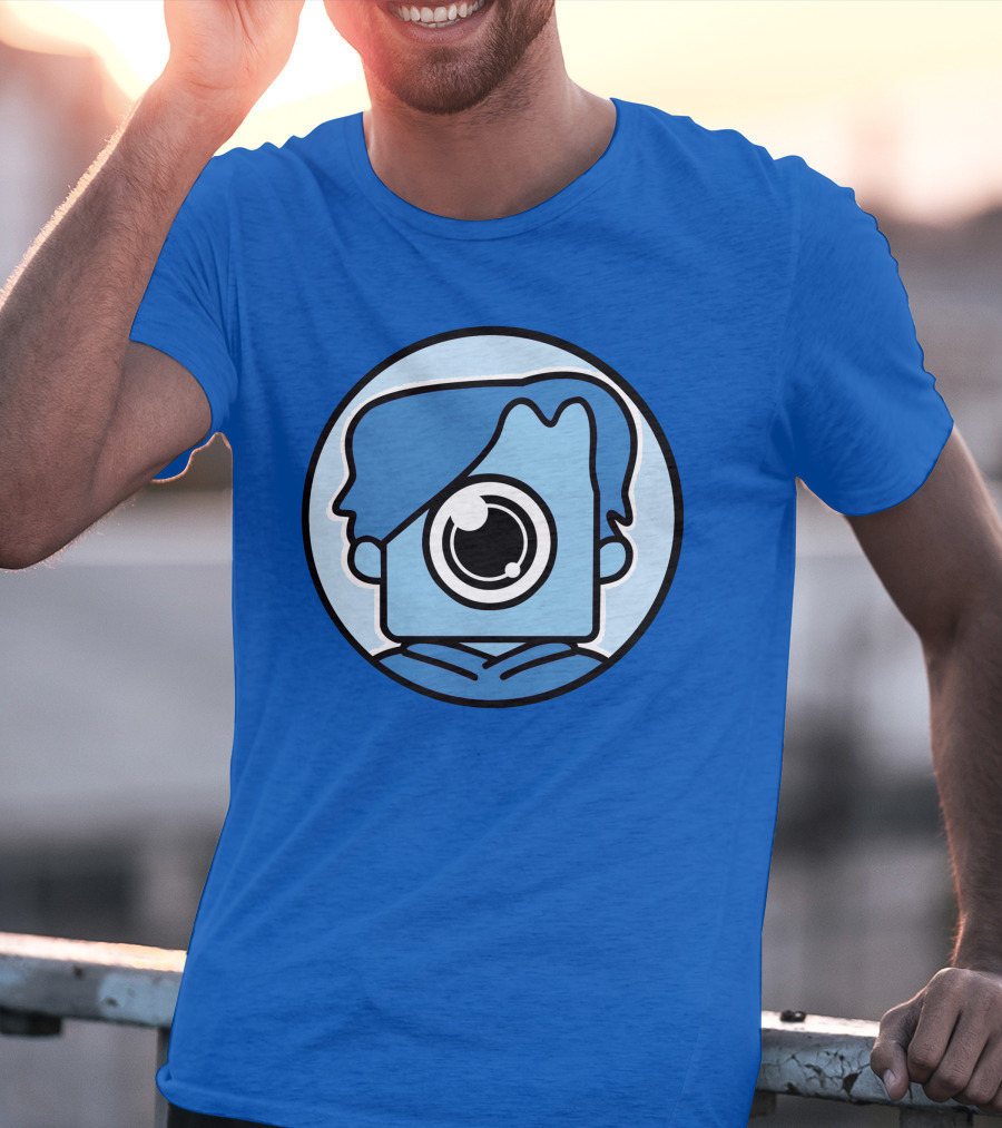 NewScapePro Blue Circle Cartoon Character With Camera Eye T-Shirt