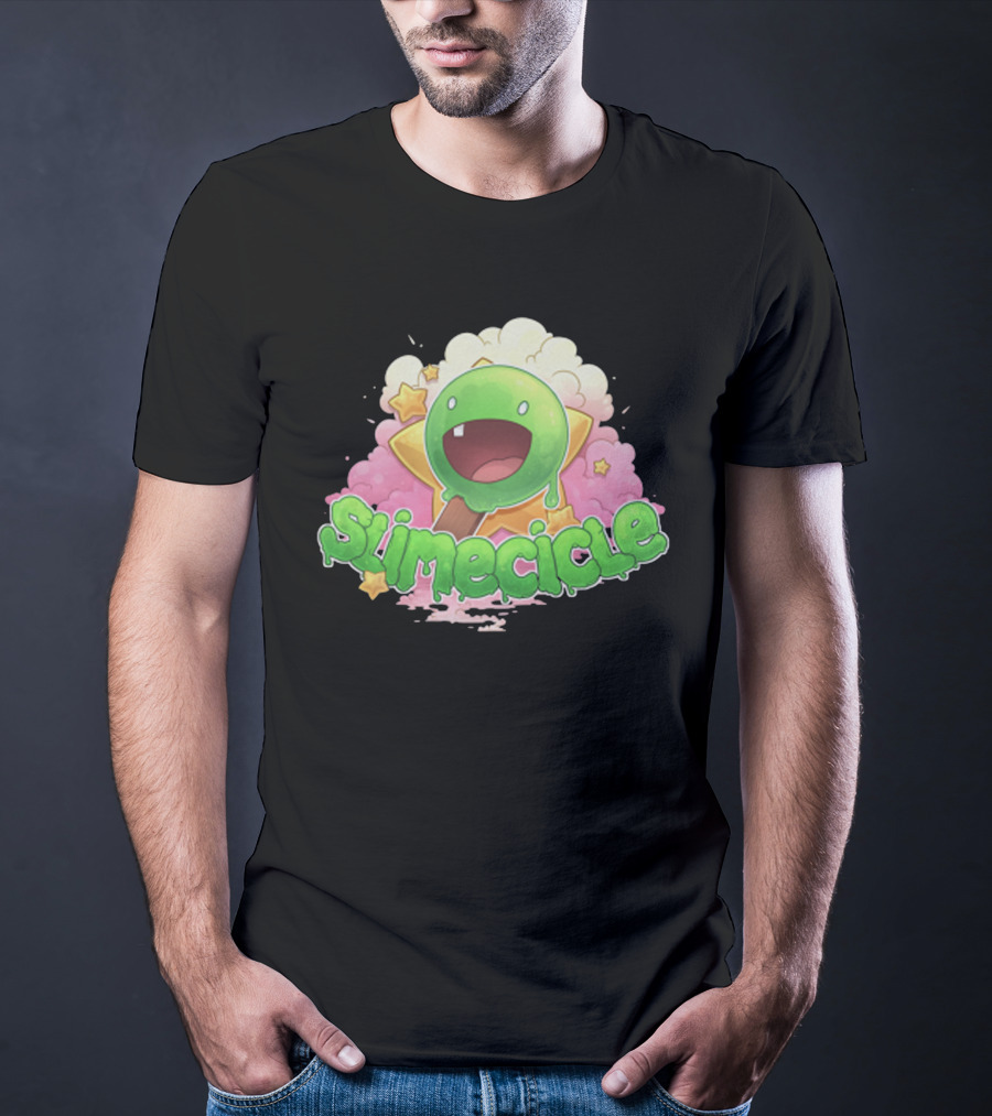 Slimecicle Cute Starry Green Slime Character T-Shirt