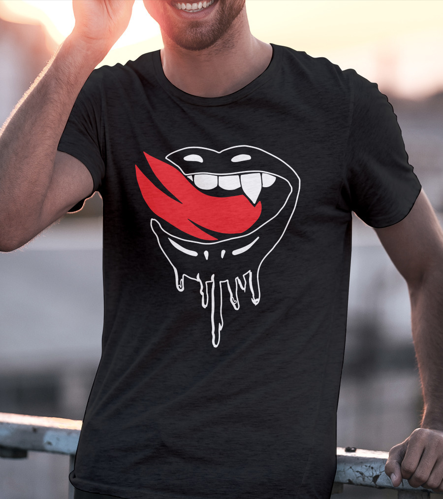 Falling In Reverse Vampire Lips Dripping Design Merch T-Shirt