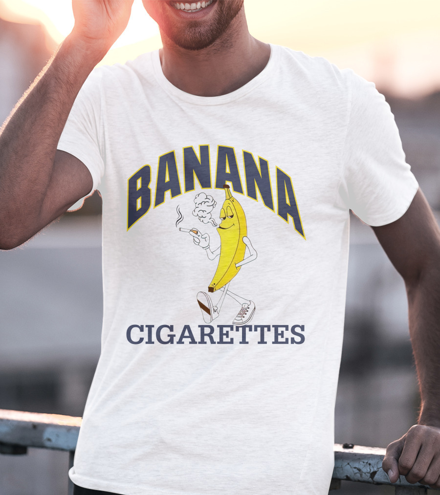BANANA CIGARETTES Smoky Cartoon Character Smoking Banana T-Shirt