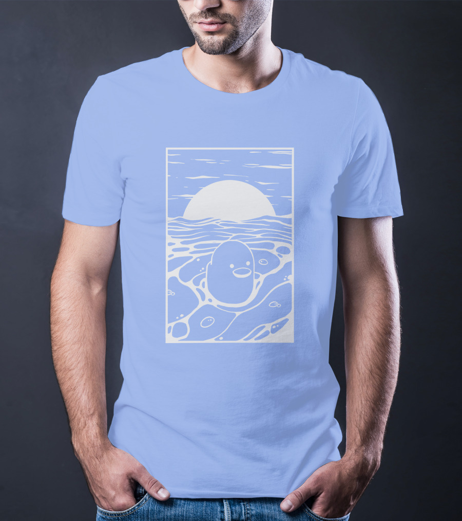 Tubbo By The Sea Shop Duck Sunset Ocean Waves T-Shirt