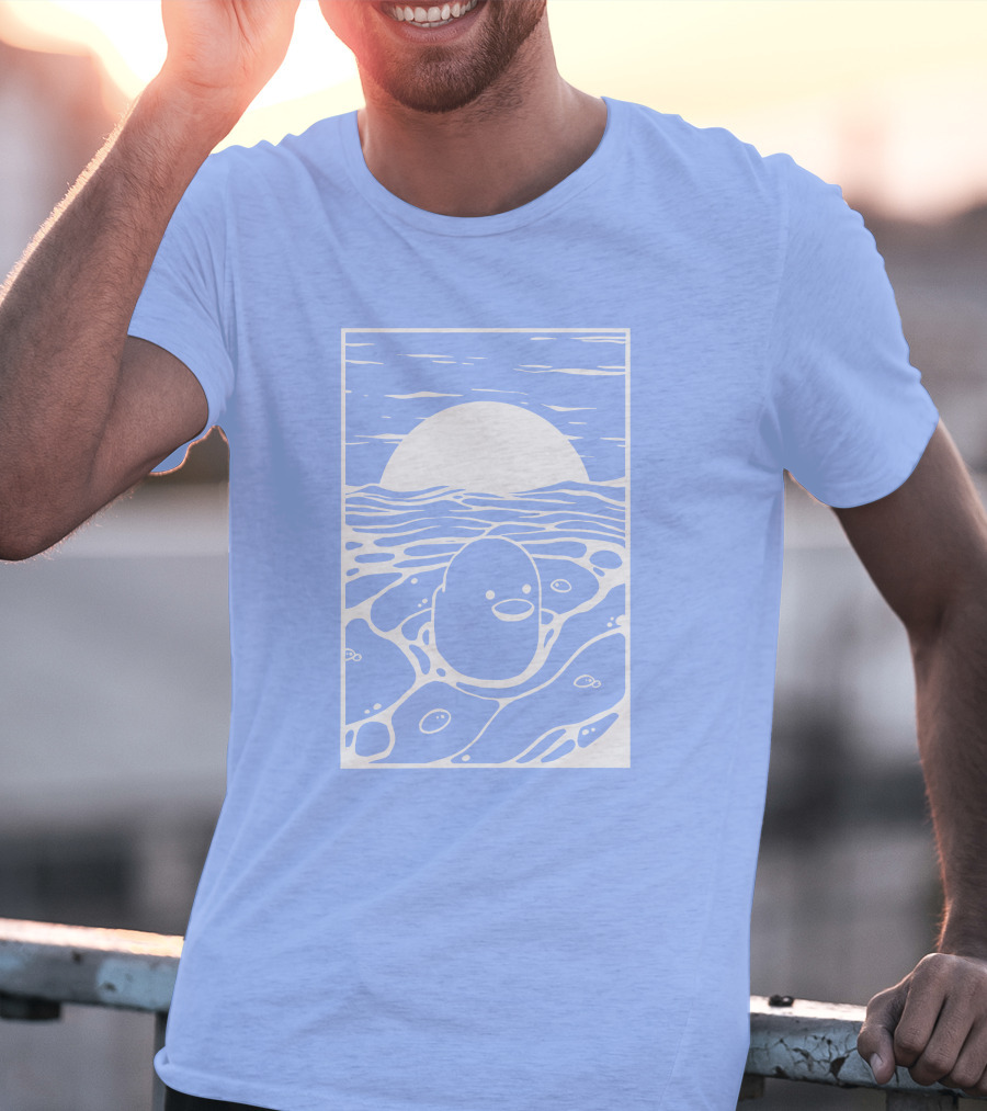 Tubbo By The Sea Shop Duck Sunset Ocean Waves T-Shirt