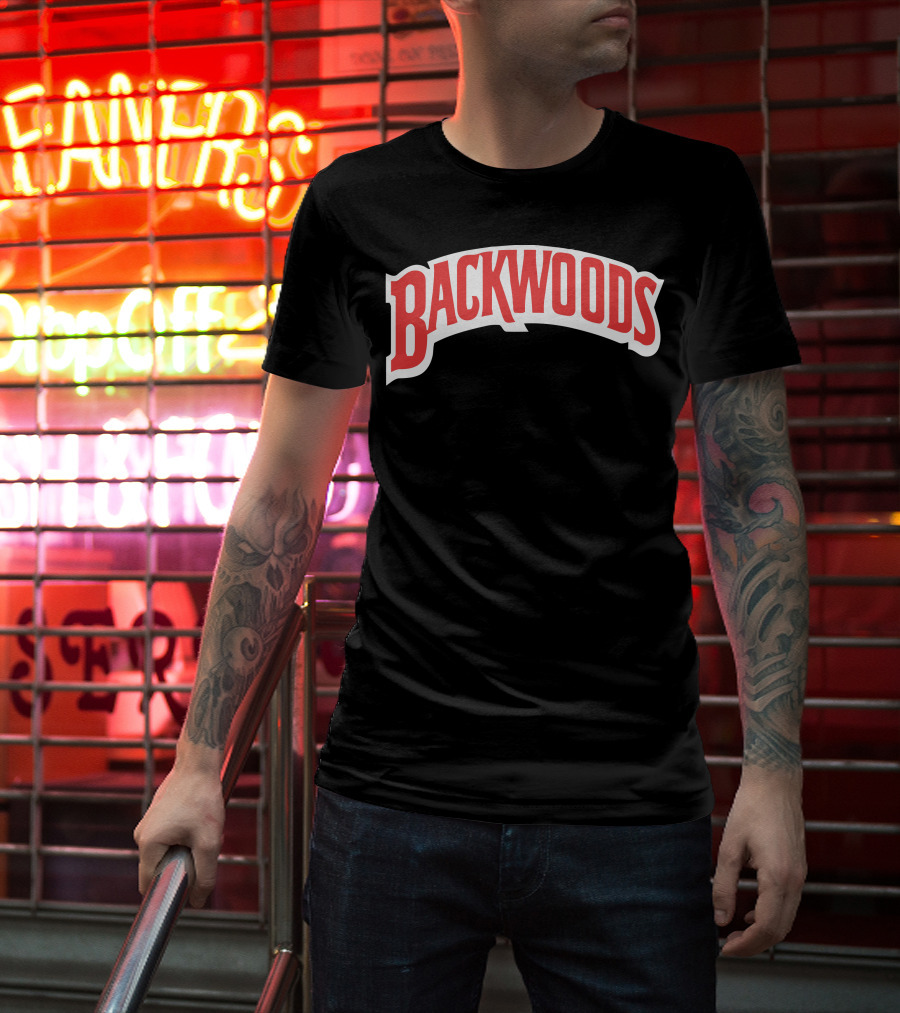Backwoods Logo Red Arched Text T-Shirt