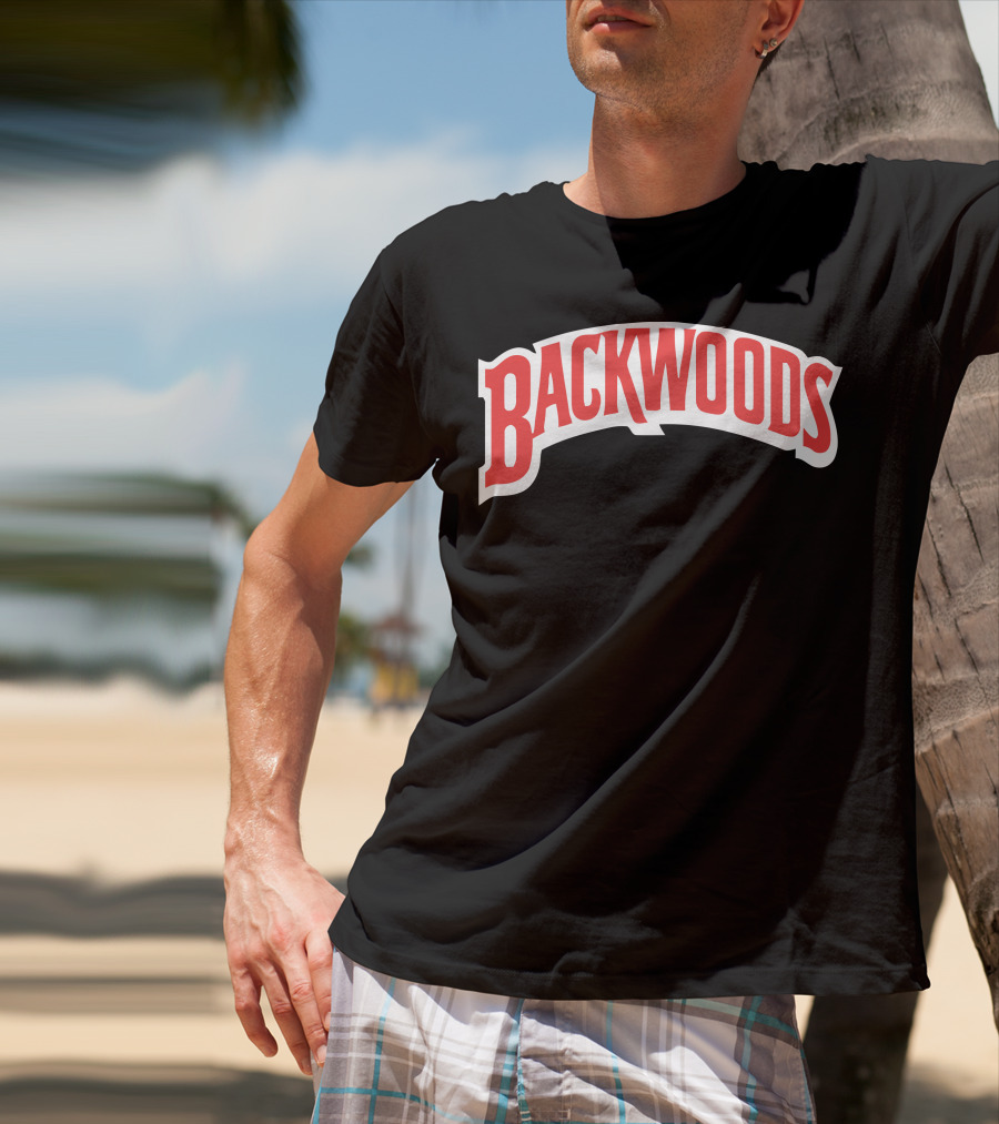 Backwoods Logo Red Arched Text T-Shirt