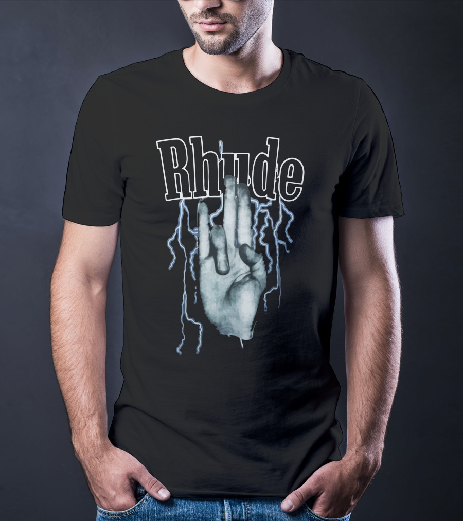 Rhude Lightning Hand Gesture T-Shirt