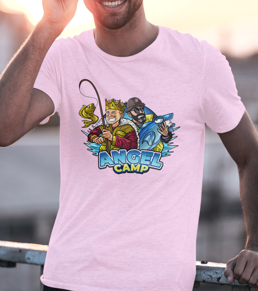 Angel Camp Fishing King And Blue Shark T-Shirt