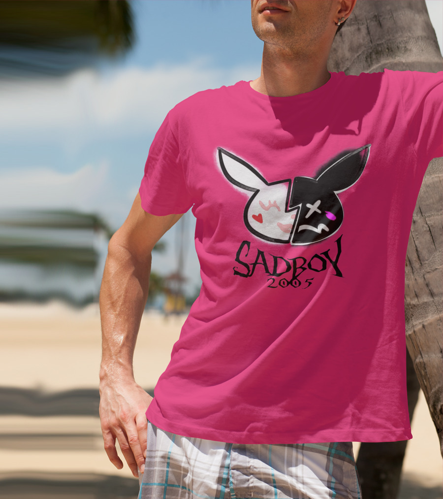 SADBOY 2005 Bunny Logo Pink Background T-Shirt