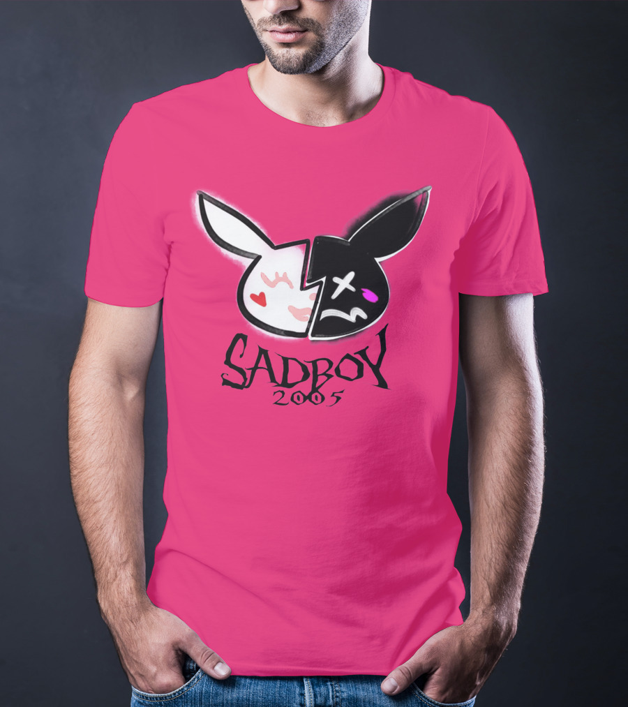 SADBOY 2005 Bunny Logo Pink Background T-Shirt