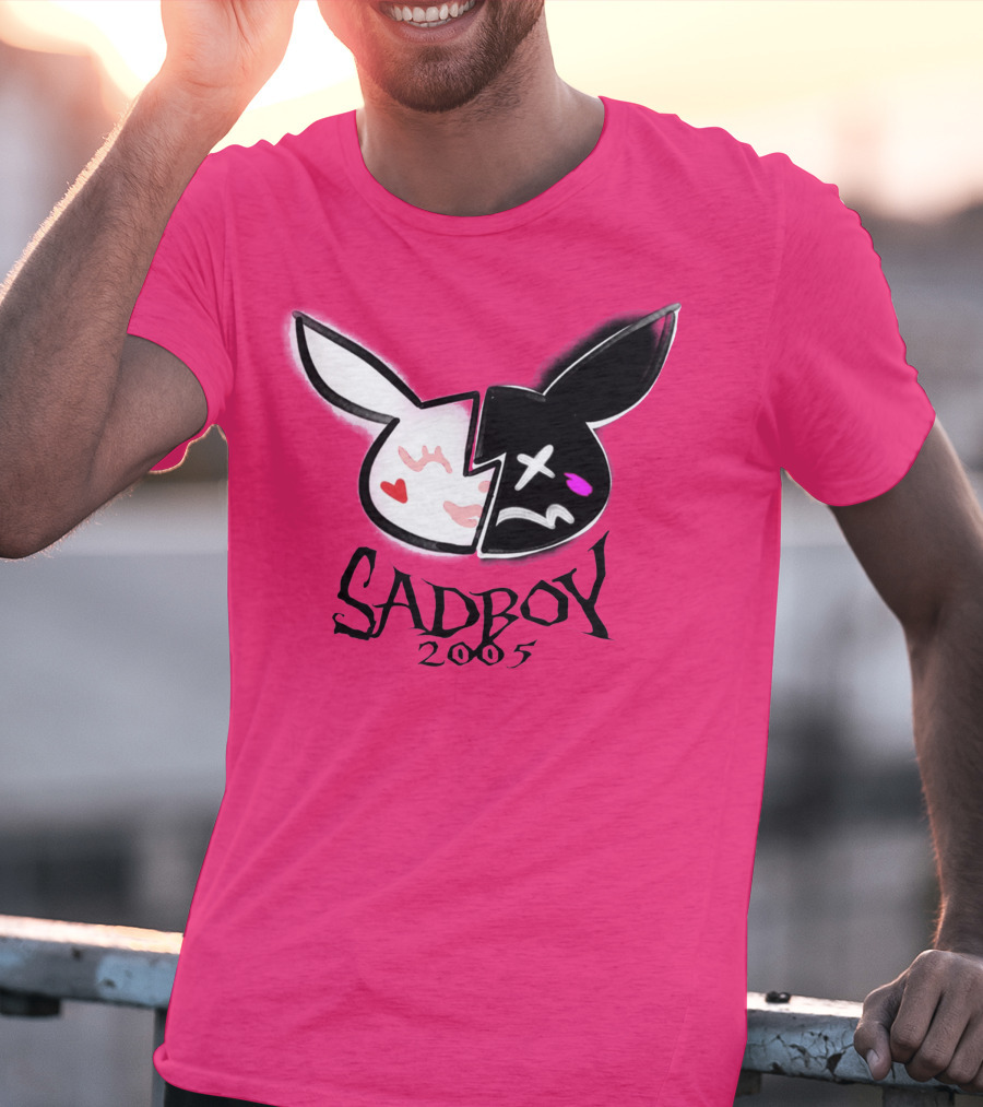 SADBOY 2005 Bunny Logo Pink Background T-Shirt