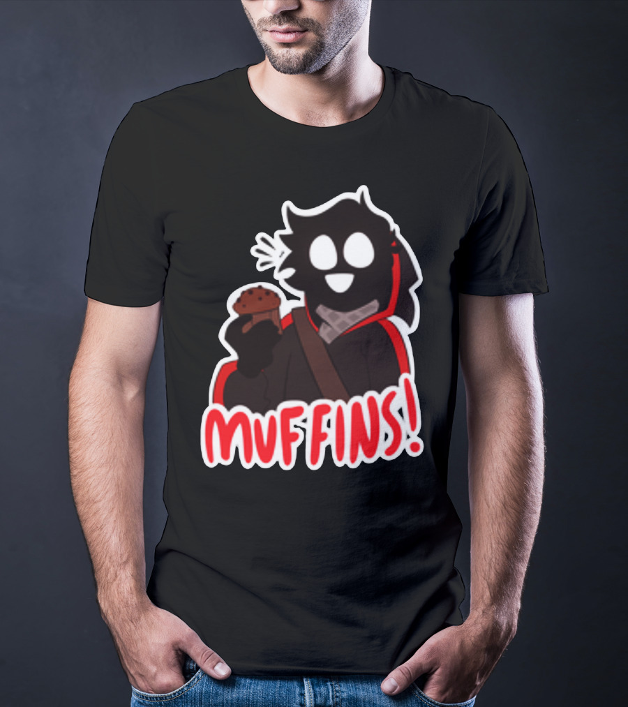 Muffins Character Holding Muffin With Red Outline T-Shirt