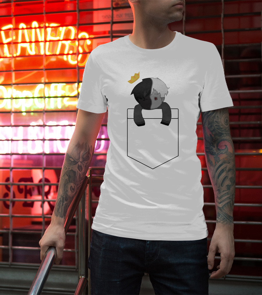 Ranboo Dual-Toned Character With Crown In Pocket T-Shirt