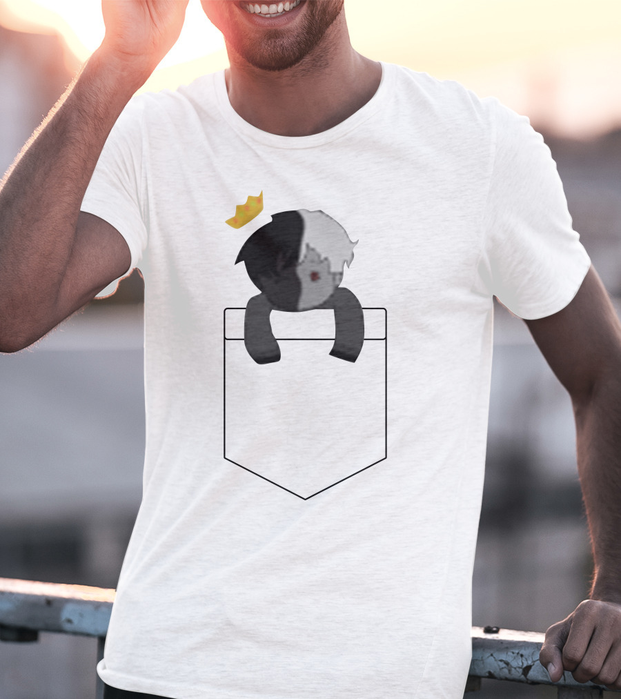Ranboo Dual-Toned Character With Crown In Pocket T-Shirt