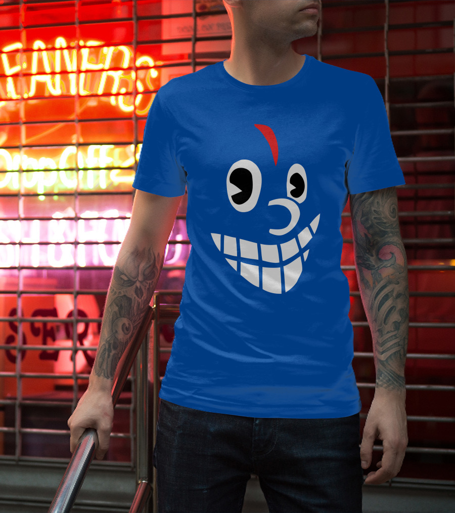 Lil Darkie Merch Blue Face Grin Red Accent T-Shirt