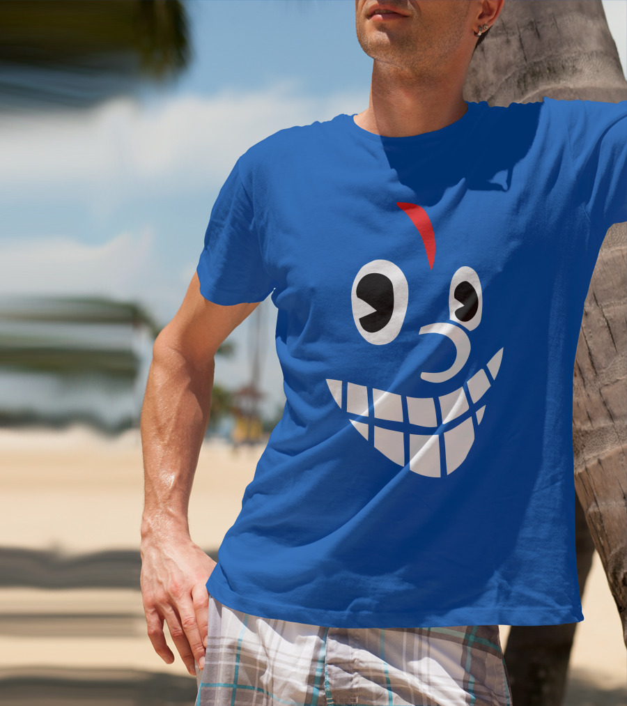 Lil Darkie Merch Blue Face Grin Red Accent T-Shirt