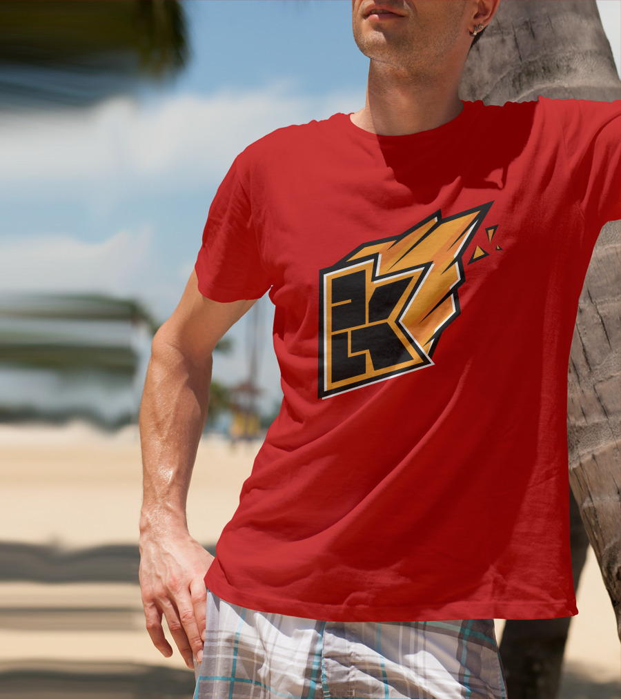 Kwebbelkop Merch Orange K Logo With Flame Effect T-Shirt
