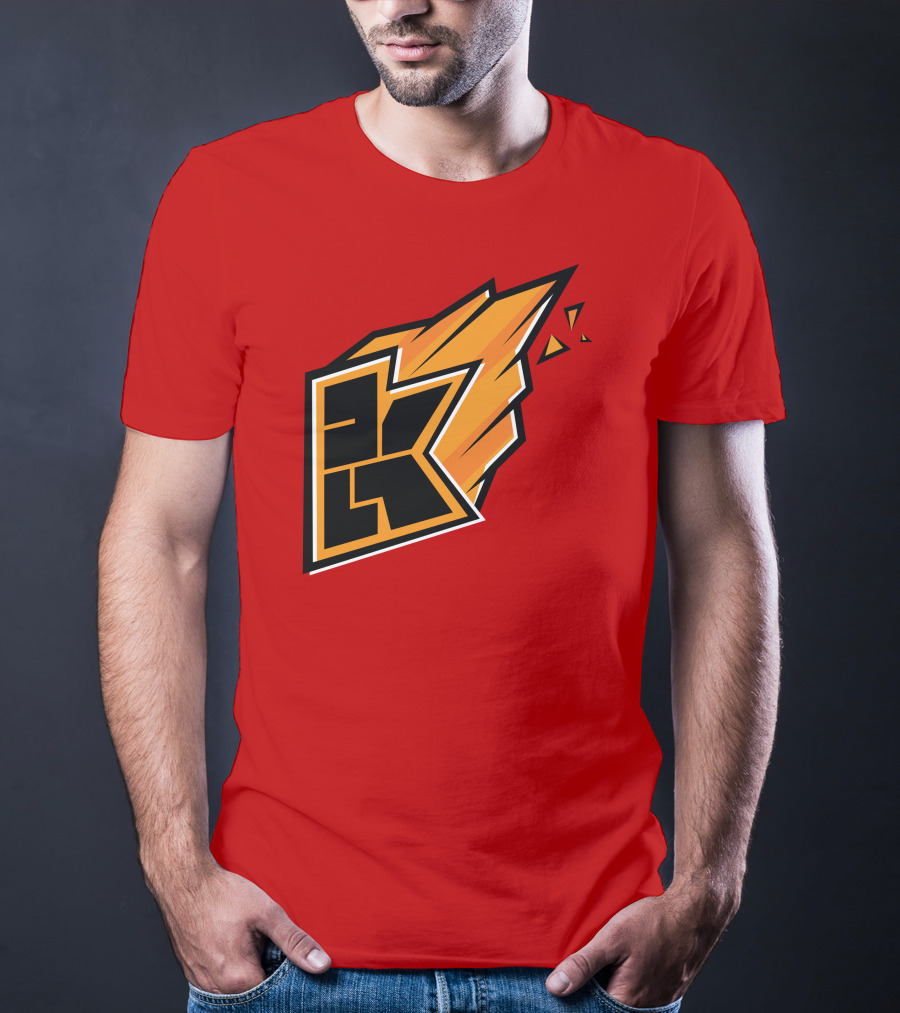 Kwebbelkop Merch Orange K Logo With Flame Effect T-Shirt