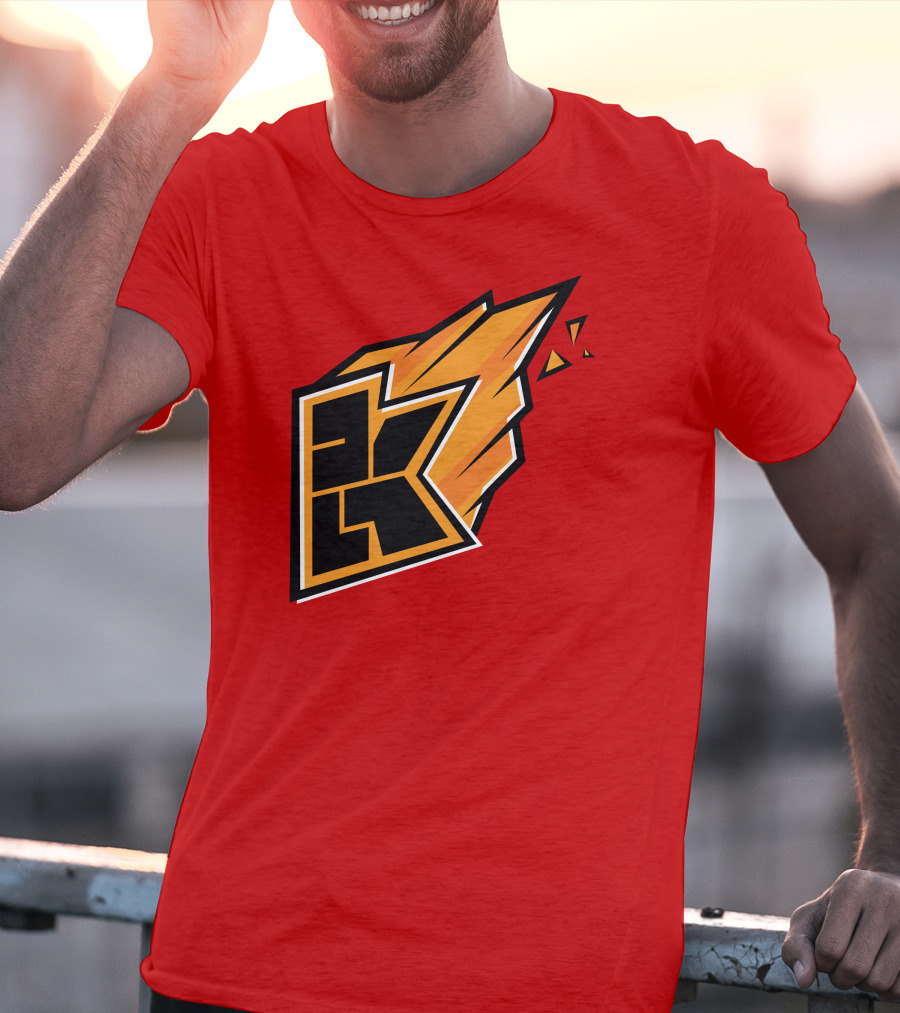 Kwebbelkop Merch Orange K Logo With Flame Effect T-Shirt