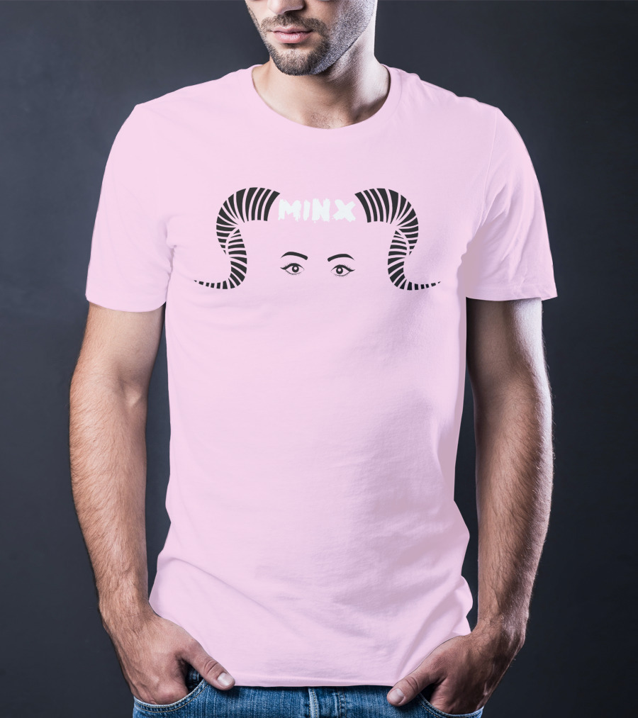 MINX Horned Eyebrow Expression Pink T-Shirt