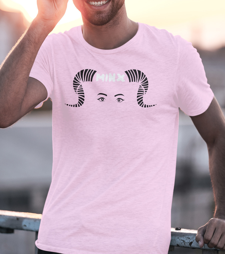 MINX Horned Eyebrow Expression Pink T-Shirt