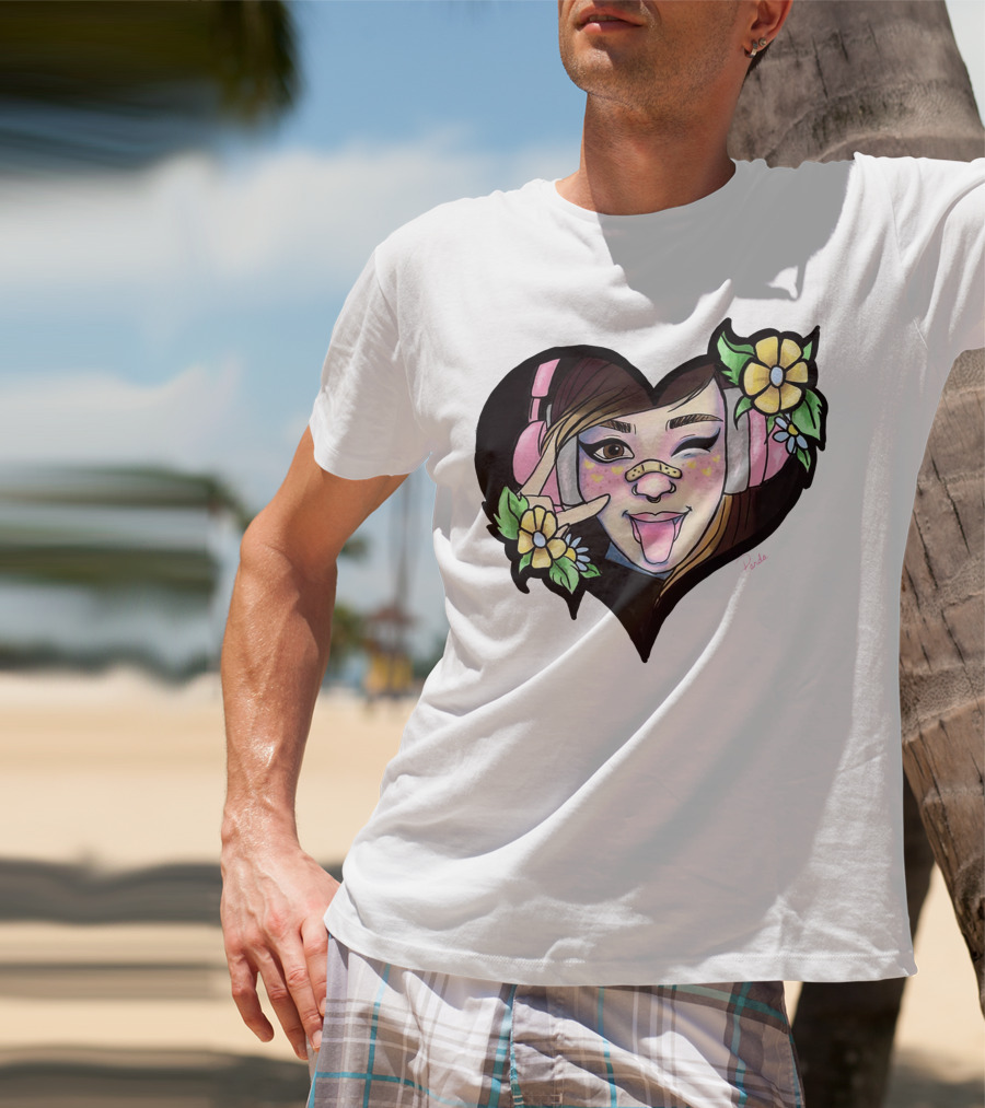 Digitalprincxss Heart Headphones And Flower T-Shirt