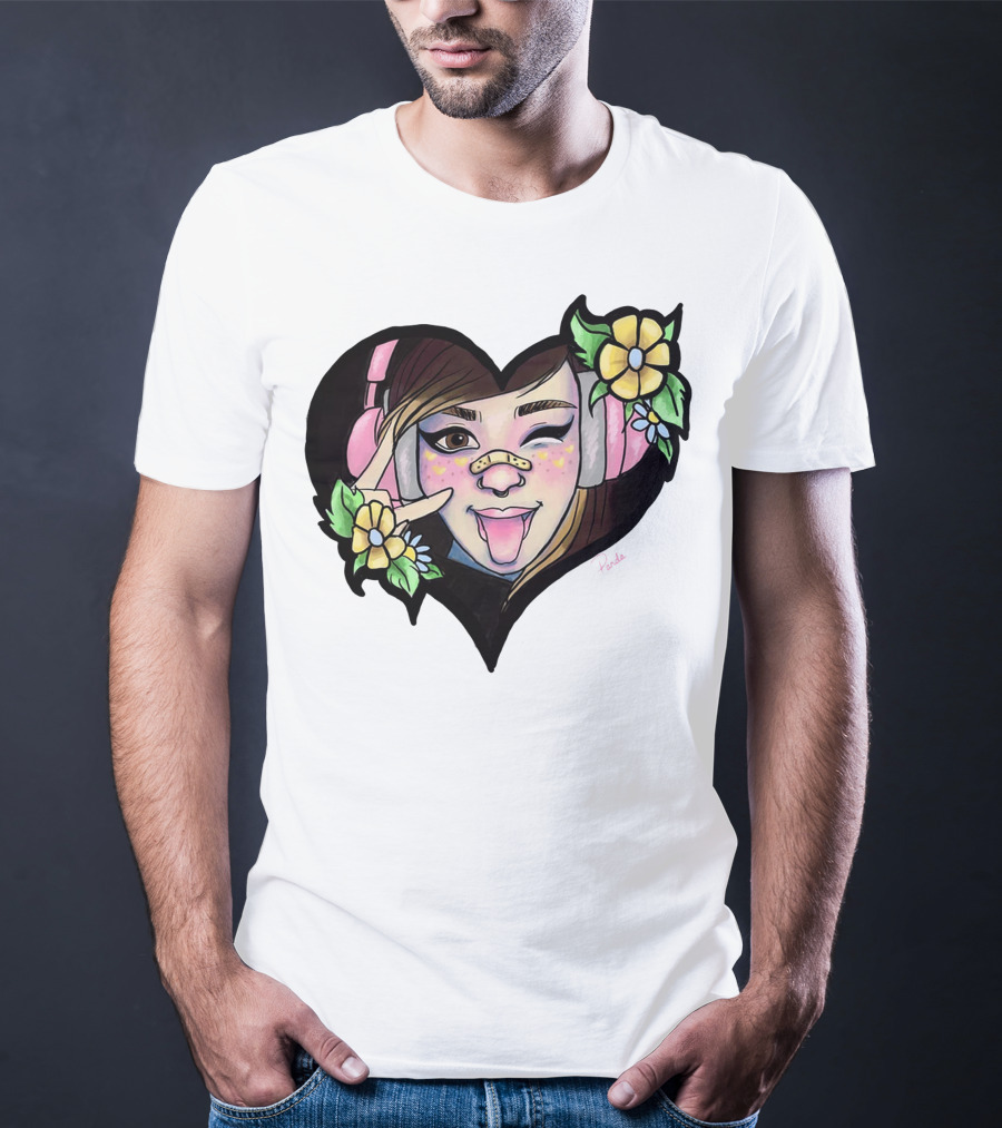 Digitalprincxss Heart Headphones And Flower T-Shirt