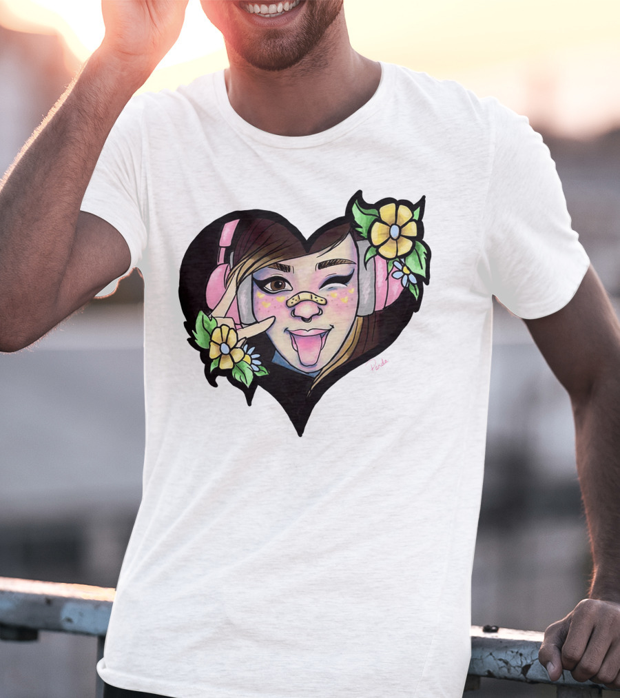 Digitalprincxss Heart Headphones And Flower T-Shirt