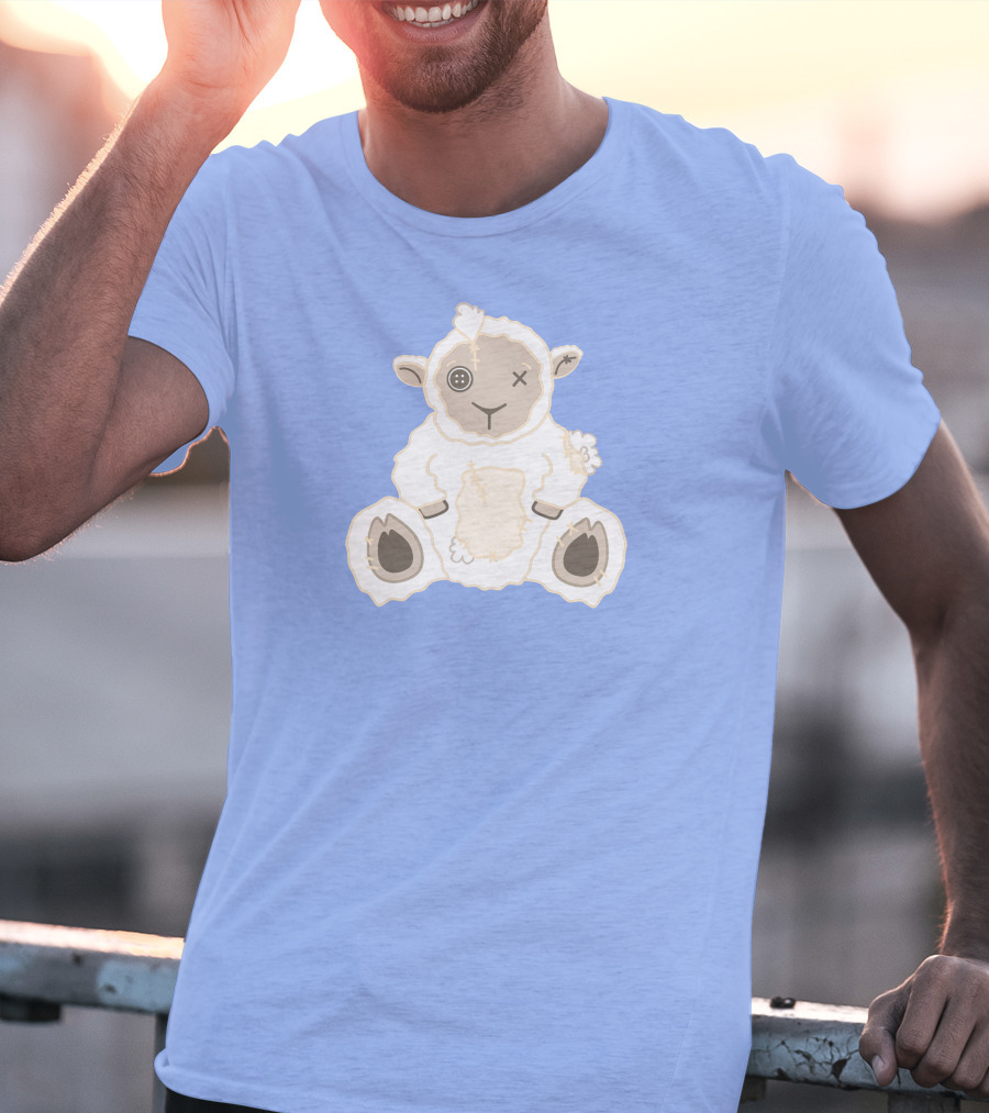Captain Puffy Merch Sheep Plush Button Eye Patchwork T-Shirt