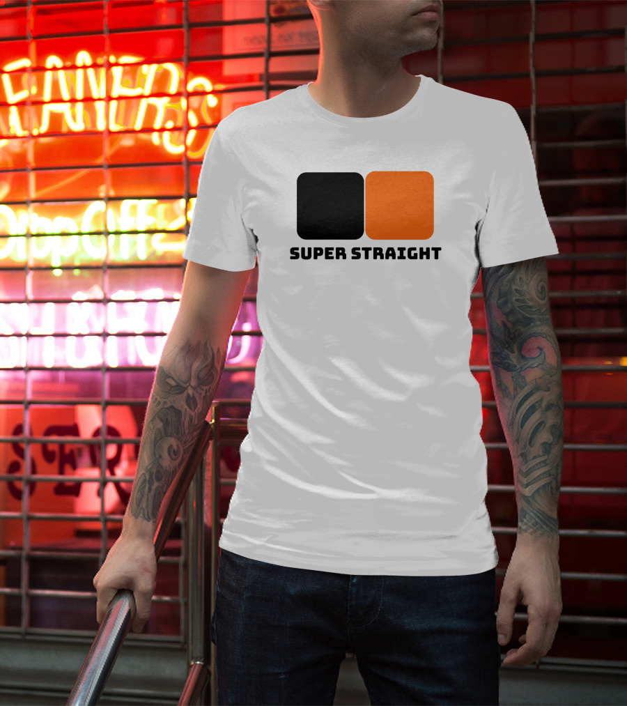 Super Straight Black Orange Square T-Shirt