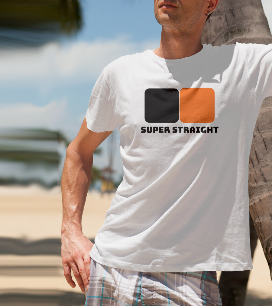Super Straight Black Orange Square T-Shirt