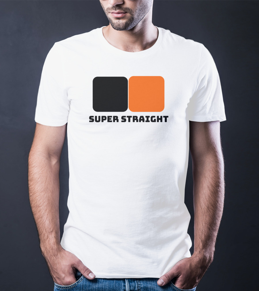 Super Straight Black Orange Square T-Shirt