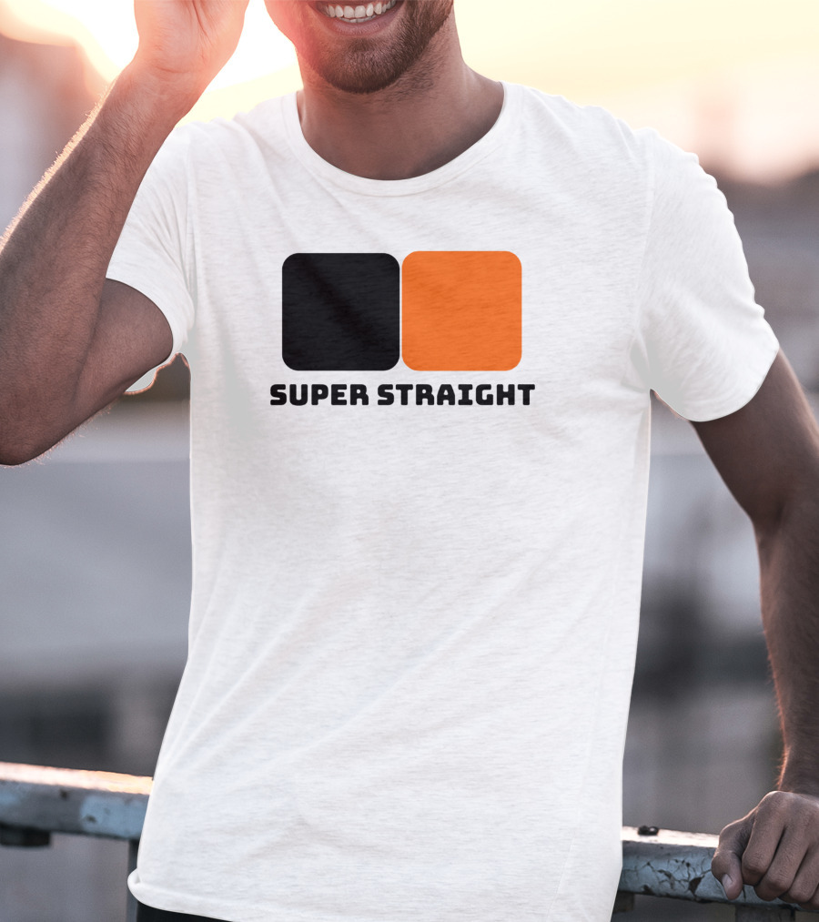 Super Straight Black Orange Square T-Shirt