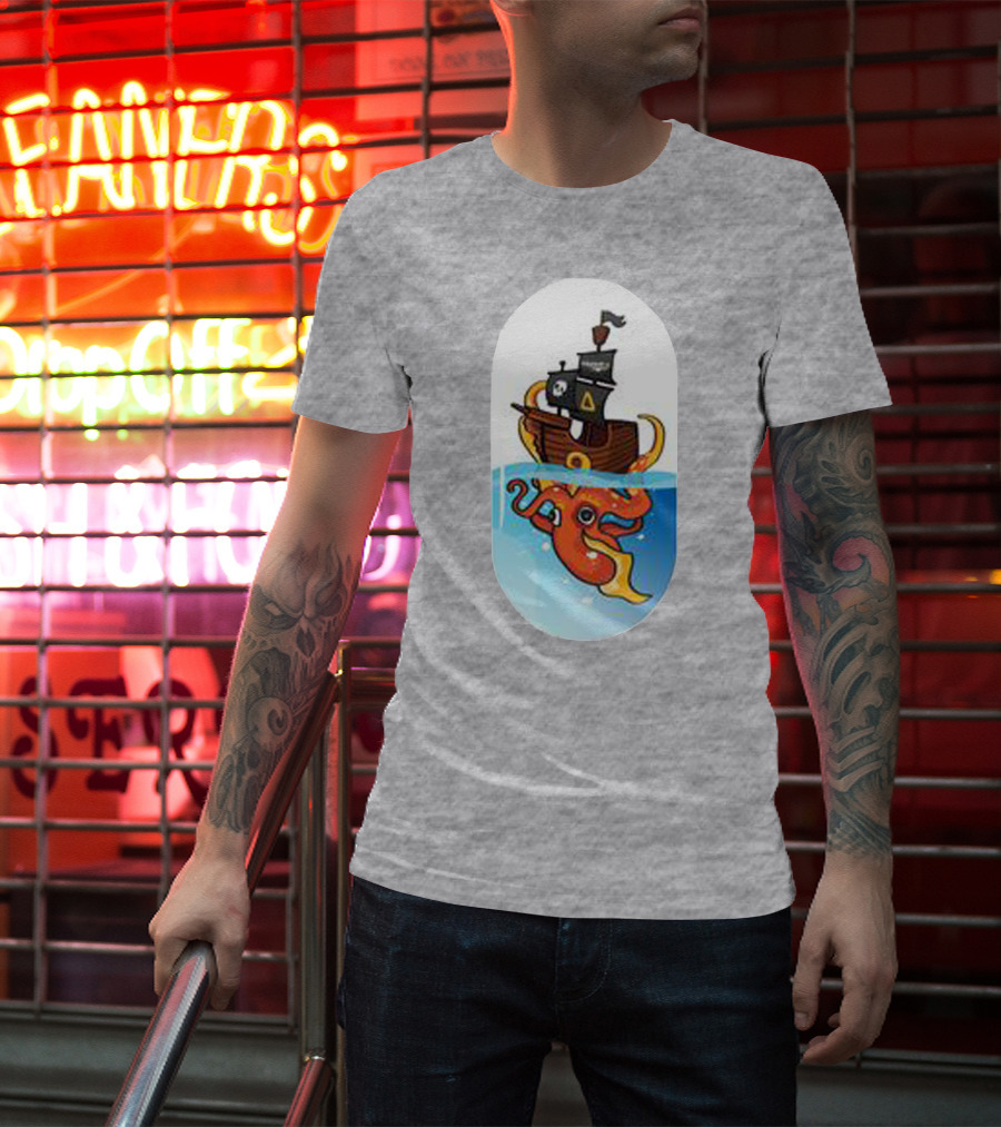 A For Adley Pirate Ship And Orange Octopus Adventure T-Shirt