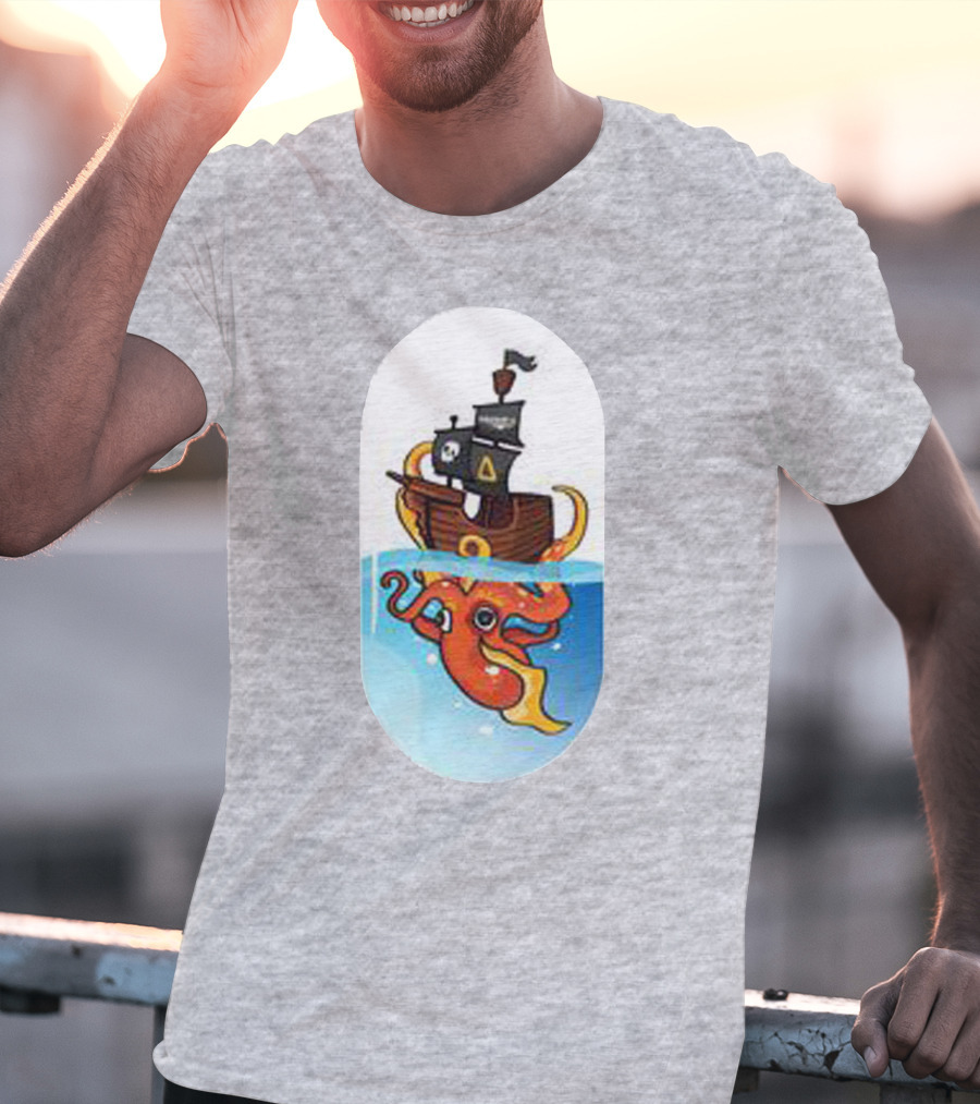 A For Adley Pirate Ship And Orange Octopus Adventure T-Shirt