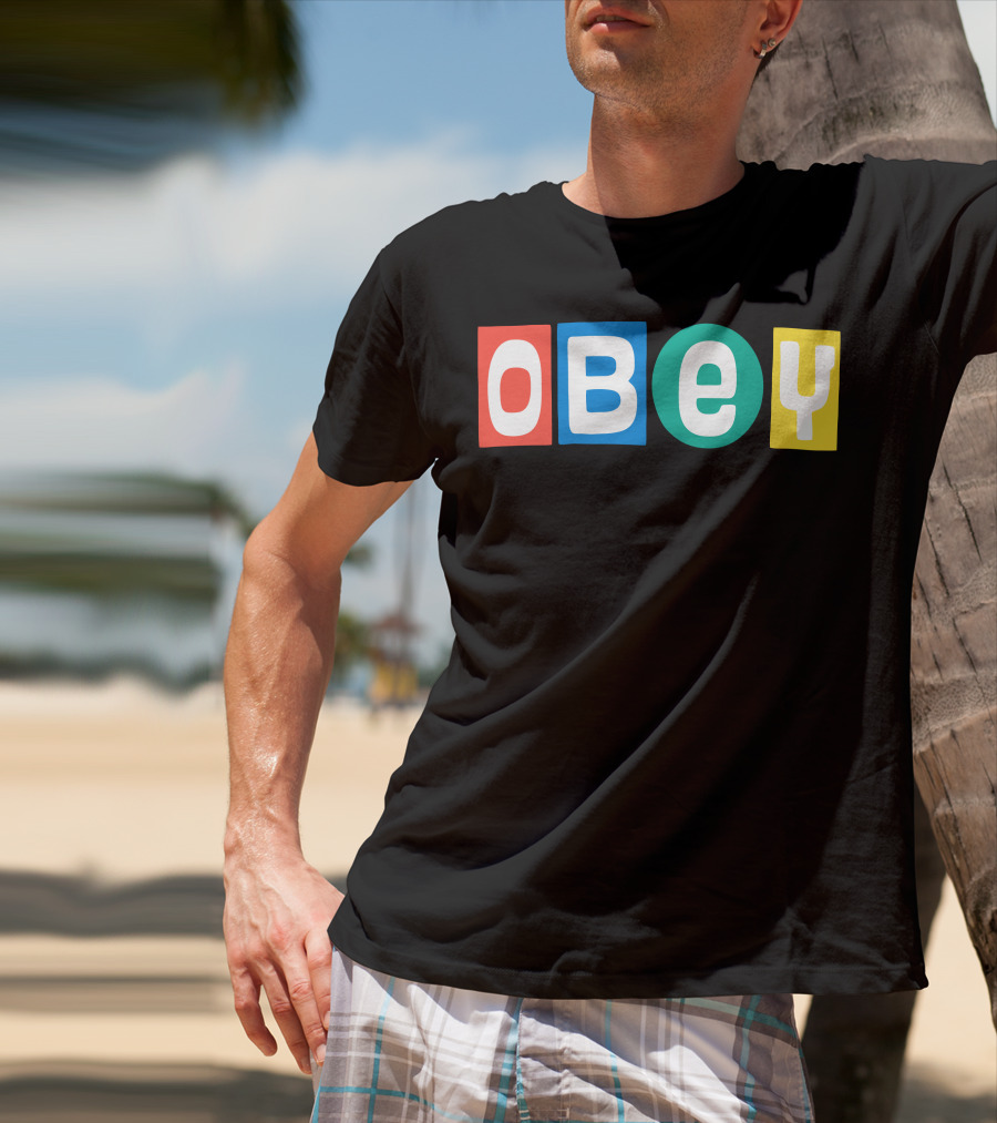OBEY In Colorful Block Letters T-Shirt