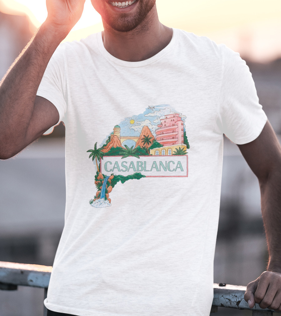 Casablanca Merch Casa Views With Scenic Landscape And Art Deco Elements T-Shirt