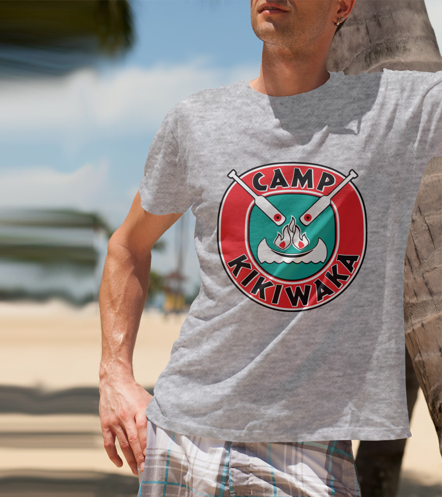 Camp Kikiwaka Logo With Canoe And Campfire Emblem T-Shirt