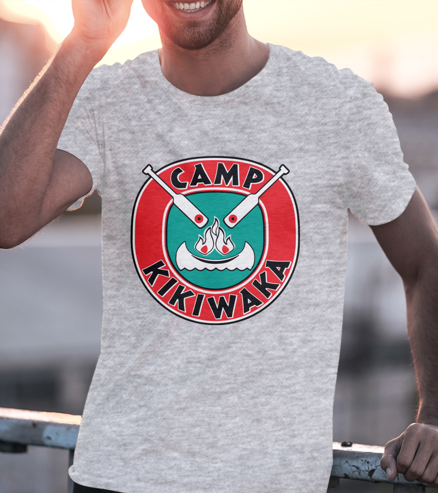 Camp Kikiwaka Logo With Canoe And Campfire Emblem T-Shirt