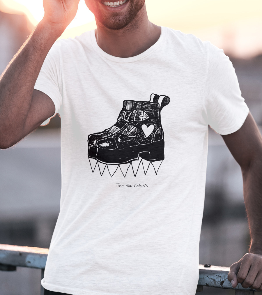 Join The Club Deathstud Boots Merch Heart Platform T-Shirt