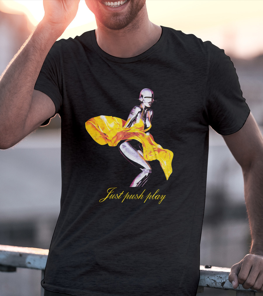 Brody Jenner Aerosmith 2001 Just Push Play Yellow Robotic Figure T-Shirt