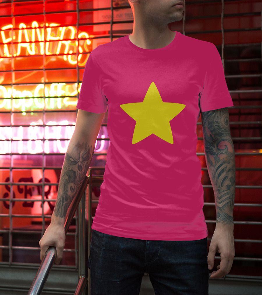 Steven Universe Yellow Star On Pink Background Cosplay T-Shirt