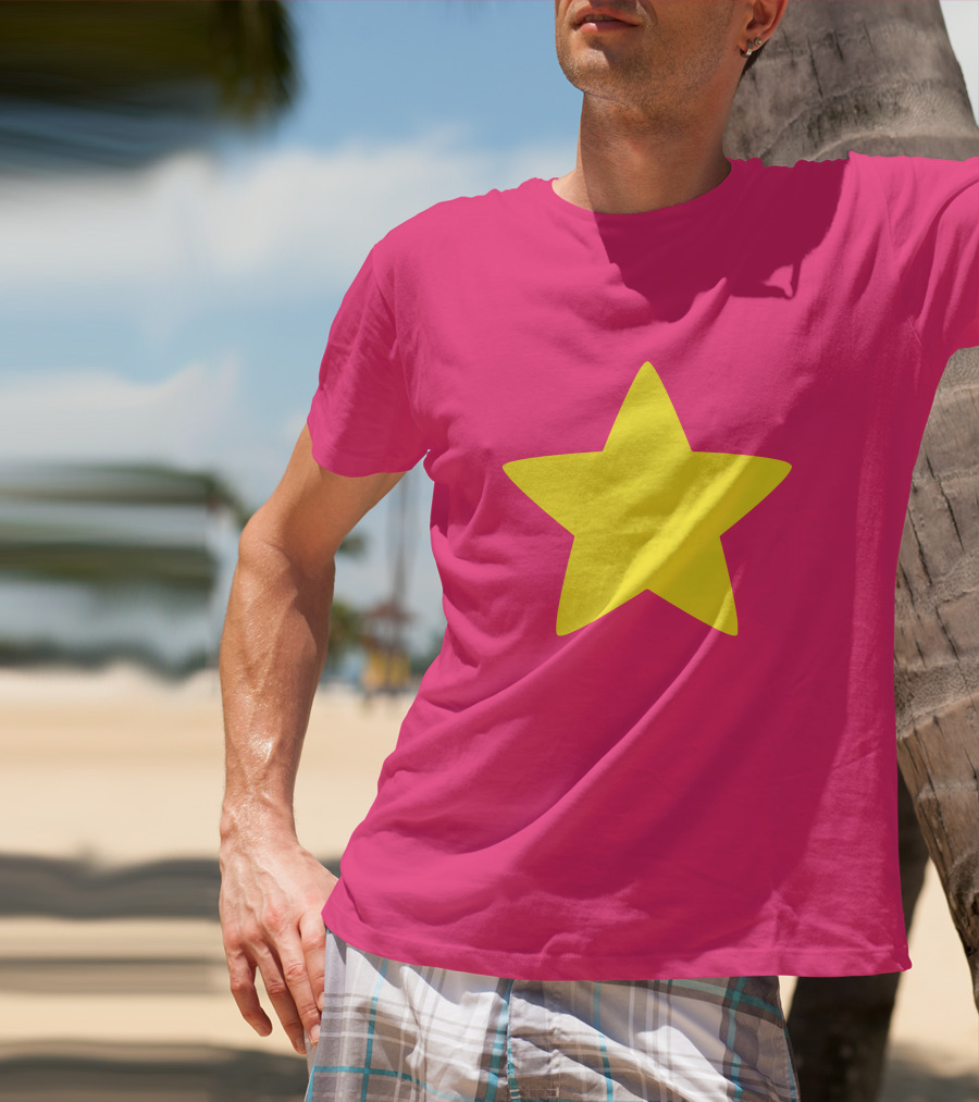 Steven Universe Yellow Star On Pink Background Cosplay T-Shirt
