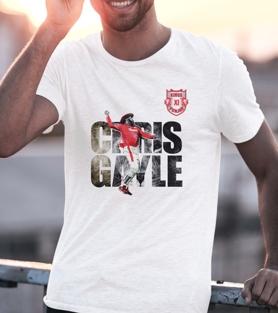 Chris Gayle Kings XI Punjab The King Crown Of The Jungle T-Shirt