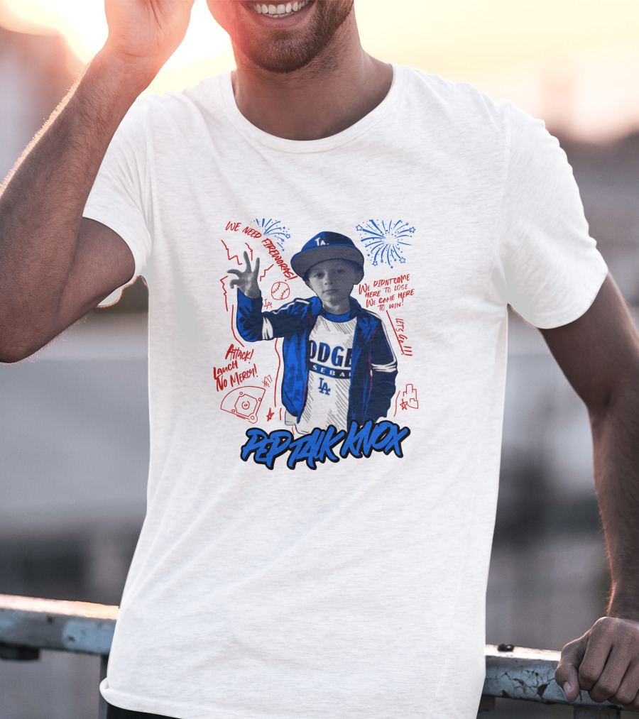 Los Angeles Dodgers Baseball Fireworks Pep Talk Knox Attack Lunch No Mercy T-Shirt